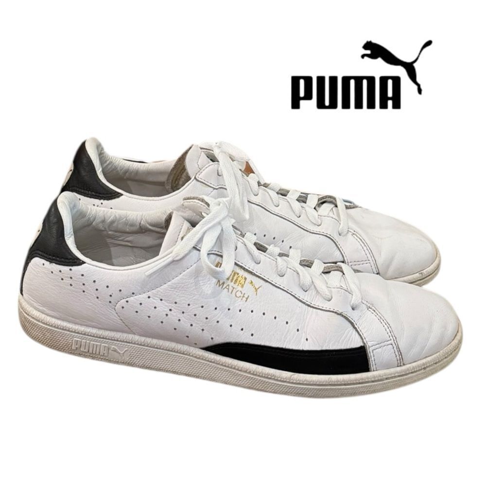 PUMA Match 74 Men’s White Black Leather Tennis Shoes Sneakers 11
